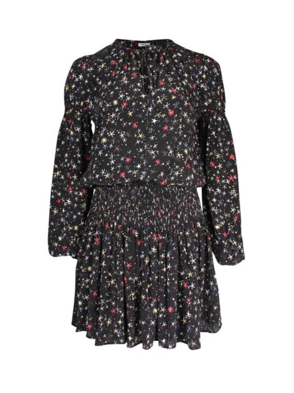 Anine Bing Martha Silk Star Printed Dress Black Small - Picture 2 of 11